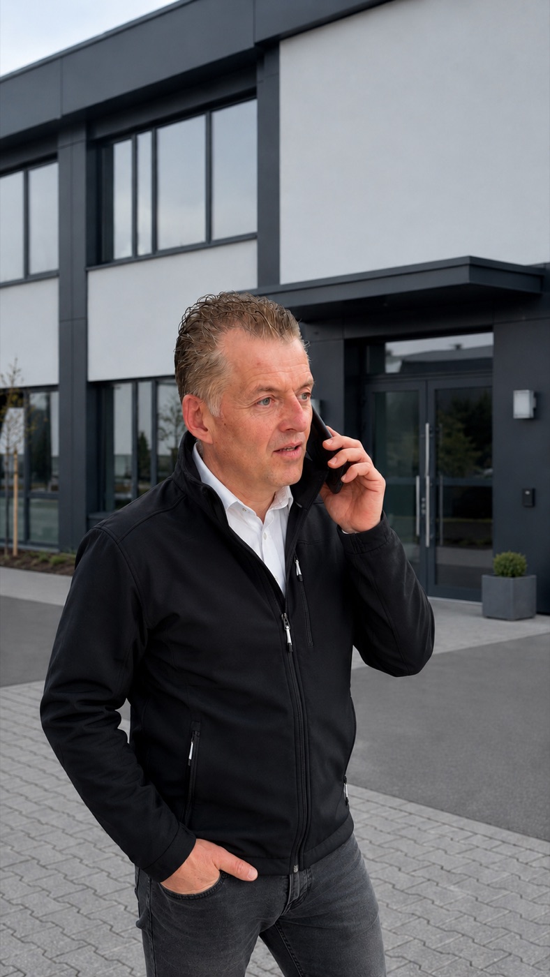 Inhaber Bülent Oglu bei der Objektbegehung, Hausmeisterservice CH-Clean Bonn